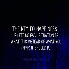 the key to happiness is letting each situation be what it is instead of what you think it should be