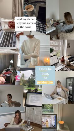 a collage of photos with people working on laptops