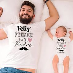 Father's Day Matching Set: Dad and Baby T-Shirts 👨‍👧‍👦 Introduction: Celebrate Father's Day in style with our Father's Day Matching Set: Dad and Baby T-Shirts. These adorable matching outfits are perfect for showcasing the special bond between dad and baby. With a comfortable and stylish design, they make a great gift for new dads or a cute addition to your family wardrobe. Features: 👕 Comfortable Fabric: Made from a blend of 95% milk silk and 5% spandex, these shirts are soft, stretchy, and comfortable for both dad and baby. 🧵 High-Quality Material: The broadcloth fabric ensures durability and breathability, making it suitable for all seasons. 🎨 Stylish Design: Featuring a fun letter print, these shirts are perfect for everyday wear or special occasions like Father's Day. 👨‍👧‍👦 M Playful Father's Day T-shirt For Family, Playful Crew Neck T-shirt For Father's Day, Father's Day Playful Short Sleeve T-shirt, Cute T-shirt For First Birthday And Father's Day, Cute T-shirt For First Birthday On Father's Day, Playful T-shirt For Father's Day, Father's Day White T-shirt With Funny Print, Playful Father's Day Family T-shirt, Playful Short Sleeve Tops For Father's Day