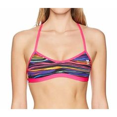 Tyr Durafast One Mojave Tieback Swimwear Bikini Top Purple Pink Size Small 4-6 Multicolor T-back Swimwear With Adjustable Straps, Multicolor Sporty Swimwear, Multicolor Workout Swimwear, Multicolor Bra Friendly Tankini, Multicolor Fitted Tankini For Sports, Multicolor Bra-friendly Tankini, Fitted Multicolor Sports Tankini, Multicolor Racerback Swimwear For Swimming, Multicolor Sports Swimwear With Adjustable Straps