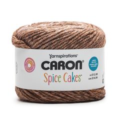 yarn that is brown and has the words carbon spice cakes on it