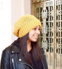 This slouchy hat is casual and classic you will look great wearing it in the day or night. It fits an average teen or adult head of 20 to 23inches in circumference. Casual Slouchy Bonnet For Cold Weather, Casual Slouchy Bonnet, Trendy Lightweight Hats One Size, Slouchy Beanie Hats For Everyday Wear, Slouchy Beanie Hat For Everyday, One Size Everyday Beanie Hat, Casual Slouchy Crochet Cap, Casual Slouchy Cap, Slouchy Beanie For Fall One Size