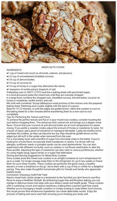 the recipe for cookies with nuts and almonds is shown in this page, which contains information