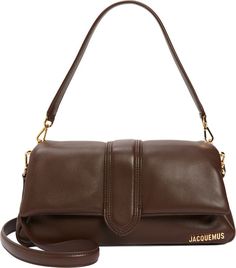 Jacquemus Le Bambimou Satchel | Nordstrom Classic Brown Flap Bag With Fold Over Clasp, Brown Flap Bag With Fold Over Clasp For Evening, Classic Flap Bag With Magnetic Closure And Double Handle, Retro Inspired, Leather Bag, Satchel, Nordstrom, Exterior, Free Shipping