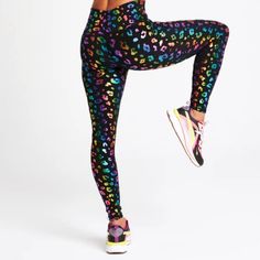 Terez Uplift Leggings In Rainbow Cheetah Foil Size - Xs * Super-High Band Provides Smoothing, High Compression With Extra Coverage At The Waist * High Compression, Looks & Feels Sleek Made With Our High Compression, Sweat-Wicking Uplift Fabric Which Looks And Feels Super Sleek High Shine Leggings, Black Camo Leggings, Rainbow Leggings, Rose Leggings, Star Leggings, Metallic Leggings, Performance Leggings, Knit Leggings, Floral Leggings