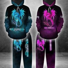 Custom Name Couple Dragon   Her Guardian His Angel Hoodie   Joggers  V Shipping from the US. Easy 30 day return policy, 100% cotton, Double-needle neck, sleeves and hem; Roomy Unisex Fit. Angel Couple, Angel Hoodie, Couple Hoodies, Raglan Hoodie, Yellow Hoodie, Hoodie And Sweatpants, Cheap Hoodies, Couples Hoodies, Couple Matching