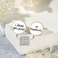 "♥ Handwriting Cufflinks for Father of the Bride ♥ There couldn't be more perfect than giving your Dad these handwriting cufflinks on your big day! It's an awesome way to show dad that you will always be his little girl. ITEM ∙ DESCRIPTION * Materials: Solid 925 Sterling Silver * Dimensions: 5/8'' (15mm) * Finishing: Silver, Gold * Words limit: up to 4-5 short words on each cufflink HOW ∙ TO ∙ ORDER * Choose what you want at the drop-down options. * In the \"Add your personalization\" or \"Note Father's Day Wedding Gift Cufflinks With Engraving Option, Father's Day Cufflinks With Gift Box, Engraved Cufflinks For Wedding Gift On Father's Day, Customizable Cufflinks For Father's Day Gift, Engravable Cufflinks For Wedding Gift On Father's Day, Customizable Cufflinks As A Father's Day Gift, Wedding Cufflinks With Gift Box For Father's Day, Personalized Round Cufflinks For Gift, Personalized Cufflinks For Gift