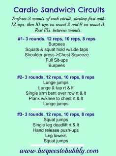 the instructions for how to use cardio sandwitch circuit