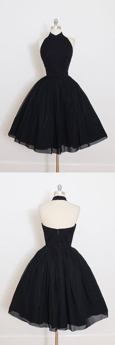 2017 Custom Made Black Chiffon Prom Dress,Halter Homecoming Dress,Short Mini Party Dress,High Quality Halter Homecoming Dress, Black Prom Dress Short, Homecoming Dress Short, Tulle Homecoming Dress, Prom Dresses 2018, Vintage Prom, Prom Dresses Vintage, Backless Prom Dresses, Dress Chiffon