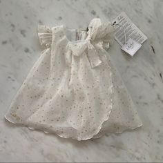 Brand New Super Cute Baby Dress Size 6m Sweet Cream Dresses With Ruffles, Sweet Beige Summer Dress, Sweet White Ruffled Dress, Cute Off White Ruffled Dress, Cute Off White Dress With Ruffles, Cute Off-white Ruffled Dresses, Sweet Cream Party Dress, Summer Cream Baptism Dress For Party, Summer Party Baptism Dress In Cream