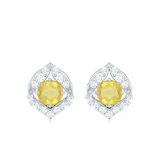 Product Details The Lab Grown Yellow Sapphire Stud Earrings with Diamond is a sunshine serenade, a dazzling display of light and color that will brighten up your day. The earring features a 4 MM round shape yellow sapphire center stone surrounded by small sparkling diamonds. The prong setting ensures the safety and durability of the center stone. These earrings are perfect for women of all ages and styles. Product Information SKU SHP-EARRINGS082310501 Weight 1.20 gm (Approximate) LAB CREATED YEL Sapphire Stud Earrings, Sapphire Earrings Studs, Sapphire Studs, Sapphire Earrings, Yellow Sapphire, Sparkle Diamonds, Round Shape, Prong Setting, Lab Grown