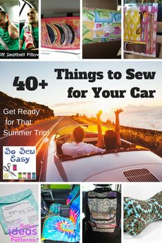 the front cover of a magazine with images of different things to sew for your car