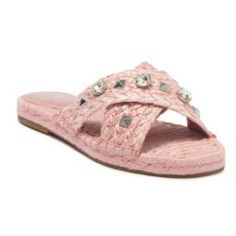 Vince Camuto Jermindi Embellished Espadrille Slide Sandal Shoes In Blush Size 6 New Without Tags Or Box His Rhinestone Embellished Espadrille Slide Sandal Is A Stylish Choice For Your Summer Looks. Round Toe. Rhinestone Embellished Criss-Cross Espadrille Vamp Strap. Slip-On. Espadrille Footbed. Excellent Condition, Smoke Free Environment, Ships Next Business Day! Ask Any Question! Bundle & Save! Tags: Summer, Spring, Causal, Beachy, Resort, Vacation, Breathability Chic Pink Embellished Sandals, Pink Embellished Sandals For Summer, Casual Rhinestone Sandals For Spring, Casual Embellished Closed Toe Sandals, Spring Embellished Pink Sandals, Embellished Flat Heel Sandals For Spring, Spring Embellished Flat Heel Sandals, Espadrilles Slides, Resort Vacation