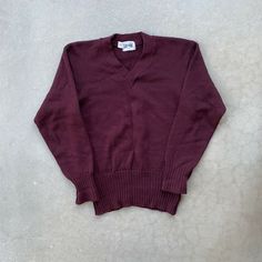 Vintage 60s Knit V Neck Pull Over Sweater Grandpa Maroon Size 42 Large ￼. Good vintage condition. See photos for full details. Approximate measurements: Armpit to armpit: 21 inches  Top to bottom: 29 inches  Everything sold is shipped promptly and with care. Message me if you have any questions. Thanks for shopping. Feel free to check out the other items in my store! 1201P3 Knit V Neck, Pull Over Sweater, Vintage 60s, Feel Free, V Neck, Knitting