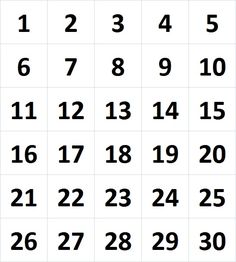 a printable calendar with the numbers for each month in black on a white background