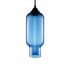 Niche Sapphire Pharos Pendant Light - Modern Blue Glass Lighting Solar Light Crafts, Blown Glass Pendant Light, Blown Glass Pendant, Light Sapphire, Ceiling Installation, Black Ceiling, Contemporary Chandelier, Glass Diffuser