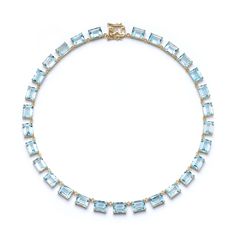 14kt Blue Topaz Anna Riviera Necklace Timeless and elegant in design, we adore the classic Riviera style necklace. Yummy emerald cut Swiss blue topaz gemstones set in solid gold. You will never want to take this luxurious necklace off. 14kt Yellow Gold 22.50gm Gold 10mm x 7mm Blue Topaz 15" in Length Signature Safety Latch Closure Made in New York Luxury Diamond-cut Blue Topaz Necklace, Luxury Blue Topaz Necklace For Anniversary, Luxury Blue Topaz Necklaces For Anniversary, Formal Topaz Necklace In Fine Jewelry Style, Formal Topaz Fine Jewelry Necklaces, Formal Topaz Fine Jewelry Necklace, Fine Jewelry Blue Topaz Necklaces For Formal Occasions, Formal Fine Jewelry Blue Topaz Necklaces, Formal Blue Topaz Fine Jewelry Necklaces