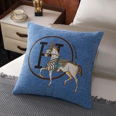 44231863042211 Horse Embroidery, Chic Throw Pillows, Horse Pillow, Embroidered Horse, Chenille Pillow, Sofa Pillow Covers, Office Sofa, Luxury Cushions, Horse Pattern