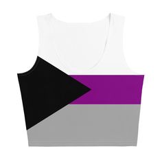 Demisexual Flag Crop Top - On Trend Shirts Purple Cropped Tank Top For Summer, Fitted Color Block Cropped Top, Sporty Purple Tank Top For Summer, Trendy Purple Crop Tank Top, Trendy Purple Crop Top Tank, Purple Fitted Cropped Tank Top, Fitted Cropped Purple Tank Top, Fitted Purple Cropped Tank Top, Fitted White Color Block Crop Top