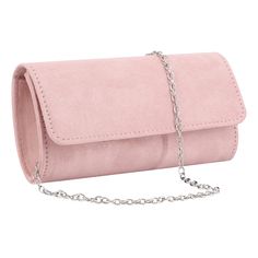 PRICES MAY VARY. 3-in-1 Style: Free your hands with a detachable chain strap, it can be held in hand as Clutch, makes it easier when you need to free to hand for a cool cocktail at prom or party. Or used as Crossbody Bag/Shoulder Bag, slipped over the shoulder using the detachable chain strap. Bag Dimensions: 7.8''W x 4.1''H x 2''D. Perfect size to comfortably hold in hand. Inside features a main compartment and a slip pocket, enough room your necessities, phones, wallets, cosmetics, cards, keys Red Clutch, Chain Strap Bag, Small Clutch, Clutch Pouch, Pink Suede, Suede Material, Stella And Dot, Classic Flap, 3 In 1