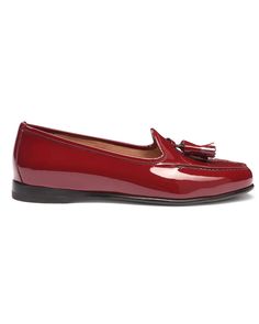 Santoni Andrea Leather Tassel Loafer in Red Crafted from patent leather Tassels Stitched apron Classic silhouette with tapered toe Flexible Goodyear welt construction Leather sole with rubber insert and half-heel Printed Santoni logo on the insole Made in Italy Red Crafts, Tassel Loafers, Goodyear Welt, Leather Tassel, Nordstrom Store, Classic Silhouette, Party Outfit, Patent Leather, Apron