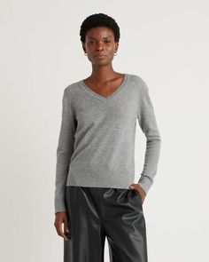 The $50 Cashmere V-Neck Sweater | Quince Luxury Cotton V-neck Sweater For Fall, Luxury Classic V-neck Sweater For Work, Luxury V-neck Sweater For Women, Luxury Chic V-neck Sweater For Work, Luxury Fitted V-neck Sweater For Work, Luxury Casual V-neck Sweater For Work, Luxury Chic Fall V-neck Sweater, Luxury Classic Merino Wool V-neck Sweater, Luxury Classic V-neck Sweater For Fall