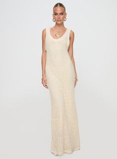 Andiamo Maxi Dress Cream Dress Cream, Cream Dress, Knitting Materials, Princess Polly, Scoop Neckline, Relaxed Fit, Maxi Dress, Cream