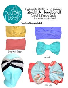 the neurotic nester headbands are all different colors and sizes, including one