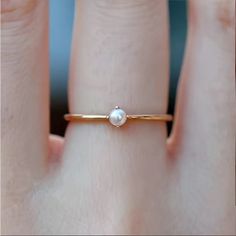 Womens Rings Simple, Pearl Ring Simple, Shiny Rings, Tiny Rings, Women's Rings, Gold Ring Sets, Opal Ring, Minimalist Rings, Color Ring