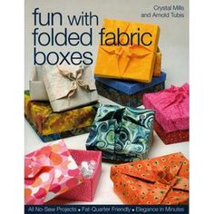 an advertisement for folded fabric boxes on the front cover of a magazine with different patterns and colors