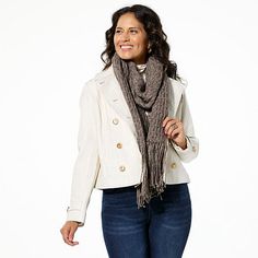 TWRHLL by Christie Brinkley Cable Knit Scarf  This cozy-chic scarf features cable knit detail on soft, plush sweater yarn that's perfect for complementing almost any outfit. Casual Fall Outerwear With Scarf, Fall Beige Outerwear With Scarf, Winter Cable Knit Scarves, Casual Wool Scarves For Fall, Chunky Knit Wool Scarf For Fall, Cozy Cable Knit Scarf For Cold Weather, Winter Cable Knit Scarves For Cold Weather, Cozy Cable Knit Scarves For Cold Weather, Casual Cable Knit Scarves For Winter