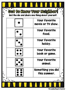 a printable worksheet to teach children how to play with dice and numbers