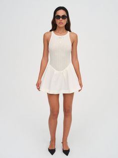 Simple, chic, and elegant. The Billie mini dress will become your go-to spring dress! This dress features a poplin mini skirt and a knit bodice available in both cream and black. Pointelle Dress, Honeymoon Wardrobe, Flowy Dress Short, For Love And Lemons Dress, Crochet Mini Dress, Lemon Dress, Love And Lemons, Little White Dresses, Red Mini Dress