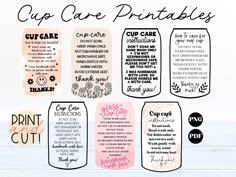 the cup care printables are available in multiple colors and sizes, including pink