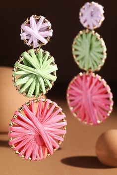 So fun, we just love these earrings!! Lightweight and fresh colors you'll wear them all Summer long! - raffia - 3.5" long Raffia Earrings Diy, Trendy Multicolor Earrings For Vacation, Trendy Multicolor Earrings For Spring, Trendy Pink Earrings For Vacation, Pink Spring Jewelry For Vacation, Pink Jewelry For Spring Vacation, Spring Pink Fun Jewelry, Pink Fun Spring Jewelry, Fun Pink Spring Jewelry