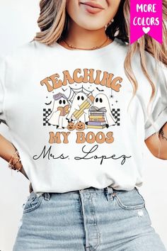 Teacher Halloween Shirt Trick or Teach Spooky Teacher T-shirt Retro Ghost Teacher Shirt Cute Ghost Teacher Halloween Shirt Custom Fall Shirt - Etsy Teacher Halloween Shirts, Retro Ghost, Teacher Halloween, Teachers Halloween, Halloween Shirts, Fall Shirt, Teacher Tshirts, Cute Ghost, Fall Shirts