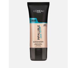 Color 201 L'oreal Paris, Best Foundation For Dry Skin, Best Foundation Makeup, Best Drugstore Foundation, Foundation For Dry Skin, Foundation With Spf, Long Lasting Foundation, Loreal Paris Infallible, Drugstore Foundation