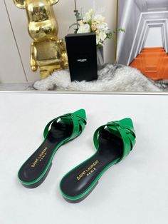 It comes with Dust box, Care manual, Tag and Paper bag.Guide about size: Designer Green Sandals For Evening, Designer Green Evening Sandals, Designer Green Formal Sandals, Green Flat Heel Sandals For Evening, Modern Green Sandals With Branded Heel Counter, Green Flat Heel Evening Sandals, Evening Green Flat Heel Sandals, Green Flat Sandals For Evening, Designer Green Open Toe Sandals