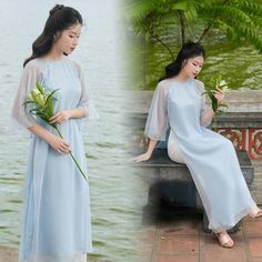 👉 7 DAY REFUND SUPPORT FOR CUSTOMERS IN VIETNAM * Still a Vietnamese girl walking down the street, how beautiful are her innovative ao dai. Selected from the best materials, the 4-piece modern ao dai will bring her the perfect experience. * With a delicate ao dai design in the flower-embroidered sleeves, a little bit of momentum with a stylized side part, this innovative ao dai can turn any girl into a beautiful lady. , young, lovely. * Ao dai in different colors such as pink and beige helps he Traditional Summer Ao Dai For Weddings, Traditional Ao Dai For Summer Wedding, Traditional Summer Wedding Ao Dai, Elegant Long Ao Dai For Summer, Blue Ao Dai For Summer, Spring Wedding Short Sleeve Ao Dai, Spring Wedding Ao Dai With Short Sleeves, Traditional Long Ao Dai For Summer, Summer Wedding Ao Dai With Long Sleeves