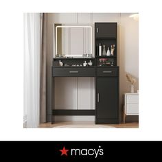 an advertisement for macy's with a vanity and mirror