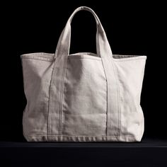 Large Canvas Tote - White | James Perse Los Angeles Beige Canvas Travel Bag With Double Handle, Classic Cotton Canvas Bag For Everyday Use, Classic Cotton Canvas Bag, Classic Cotton Shoulder Bag For Everyday, Beige Canvas Tote Travel Bag, Beige Canvas Travel Tote Bag, Everyday Weekender Bag With Double Reinforced Handles, Classic Cotton Canvas Bag For Daily Use, Canvas Tote Travel Bag With Pockets