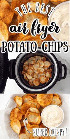 the best air fryer potato chips recipe is so easy to make and it's super crispy