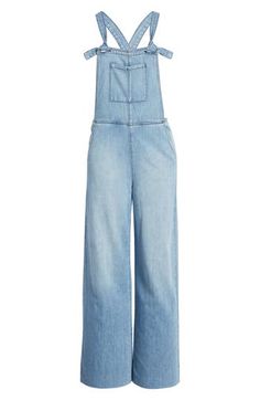 Raw hems give lived-in appeal to these laid-back overalls cut with a relaxed, straight-leg fit. 29" inseam Square neck Adjustable buckle straps 73% cotton, 27% rayon Machine wash, tumble dry Imported Medium Wash Relaxed Fit Bib Front Jeans, Trendy Light Wash Straight Leg Overalls, Relaxed Fit Bib Front Denim Jeans, Relaxed Fit Denim Jeans With Bib Front, Medium Wash Straight Leg Overalls, Light Wash Overalls With Frayed Hem, Straight Leg Medium Wash Overalls, Spring Straight Leg Washed Overalls, Denim Bib Front Jeans For Workwear