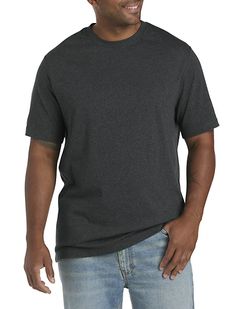 Big + Tall | Harbor Bay Wicking Jersey No-Pocket T-Shirt | DXL Casual Gray T-shirt For Outdoor, Casual Black T-shirt For Outdoor, Gray Moisture-wicking Short Sleeve T-shirt, Moisture-wicking Comfortable Fit Short Sleeve T-shirt, Moisture-wicking Gray T-shirt Crew Neck, Relaxed Fit Short Sleeve T-shirt With Go-dry, Casual Crew Neck T-shirt With Go-dry Technology, Gray Relaxed Fit Moisture-wicking T-shirt, Casual Go-dry Crew Neck T-shirt