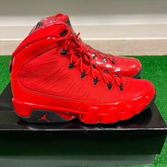 Air Jordan 9 Retro Size 9 New With Box Red Jordan Sports Shoes With Abzorb Midsole, Red Jordan Shoes With Abzorb Midsole, Red Jordan Shoes With Air Max Cushioning For Sports, Red Leather Jordan Shoes With Air Max Cushioning, Red Synthetic Basketball Shoes With Air Cushioning, Red High-top Basketball Shoes With Air Cushioning, Red Jordan Lace-up Shoes With Boost Midsole, Casual Red Jordan Shoes With Air Cushioning, Sporty Red Jordan Shoes With Air Cushioning