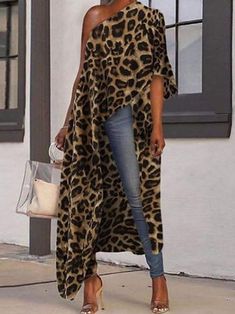 Buy Blouse, Leopard Print Outfits, Chique Outfits, Half Sleeve Tops, Summer Blouses, Mode Style, Mode Outfits, Print Top, Look Fashion