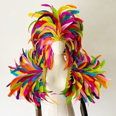 Headpiece Size: Wide:60 cm(24 inch) high:60cm(24inch) Material: rooster tail feather Secured with black elasticated cord on the back,so that you can use it according to your need to use it like our link picture,you also can use it as a belt like a dress, very beautiful Packing:we use a box, you can as a gift for your friends About Shipping: The link shipping cost by SF, the shipping time about 15-20days , if you are urgent need it ,please contact with us to pay for fast shipping cost Feather Sha Rave Costume Accessories For Carnival, Multicolor Rave Costume Accessories For Costume Party, Multicolor Rave Costume Accessories, Carnival Festival Costume Hats With Feathers, Feather Costume Accessories For Carnival Cosplay, Multicolor Costume Accessories For Party And Carnival, Multicolor Costume Accessories For Carnival, Multicolor Carnival Costume Accessories, Feathered Hats And Headpieces For Mardi Gras Costume Party