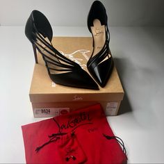 Sold Out Limited Edition New In Box Christian Louboutin Black Antinorina 100 Nappa Leather Strappy Stiletto Pumps Size 38.5 Comes With Box, Dust Bag, & Extra Heel Tips Strappy Stilettos, Stiletto Pumps, Nappa Leather, Christian Louboutin Shoes, Shoes Women Heels, Christian Louboutin, Dust Bag, Shoes Heels, Limited Edition