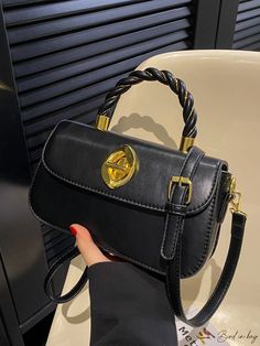 BirdinBag - Stylish Square Handbag with Secure Twist-lock Decoration Popular Bags, Bag Design, Bag Bag, Square Bag, Top Handle, Cross Body, New Fashion, Bags Designer, This Year