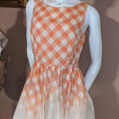 Cute Spring Orange Ombre Dress. The Zipper Sticks Where I Am Pulling It Apart On Picture. Spring Sundress With Back Zipper, Spring Garden Party Dress With Back Zipper, White Mini Dress With Back Zipper For Summer, Spring Fit And Flare Dress With Back Zipper, Spring Dresses With Back Zipper, White Dress With Back Zipper For Day Out, White Flared Mini Dress For Spring, White Fit And Flare Mini Dress For Spring, White Casual Mini Dress With Back Zipper